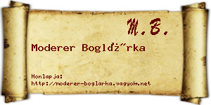 Moderer Boglárka névjegykártya